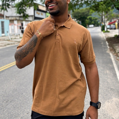 Polo Masculino Reserva Regular New Basic Caramelo