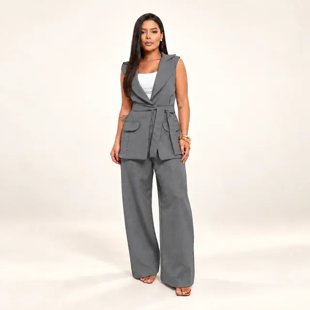 Conjunto Alfaiataria Boss: Colete e Calça Pantalona Social