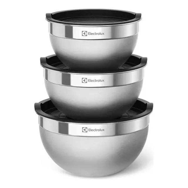 Electrolux Kit Bowls — Tigelas em Inox com Tampa Plástica (3 Unidades)