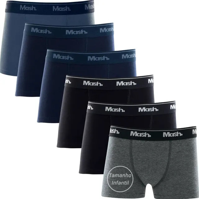 Kit 6 Cuecas Boxer Infantil Mash Box — Cuecas em Algodão para Menino