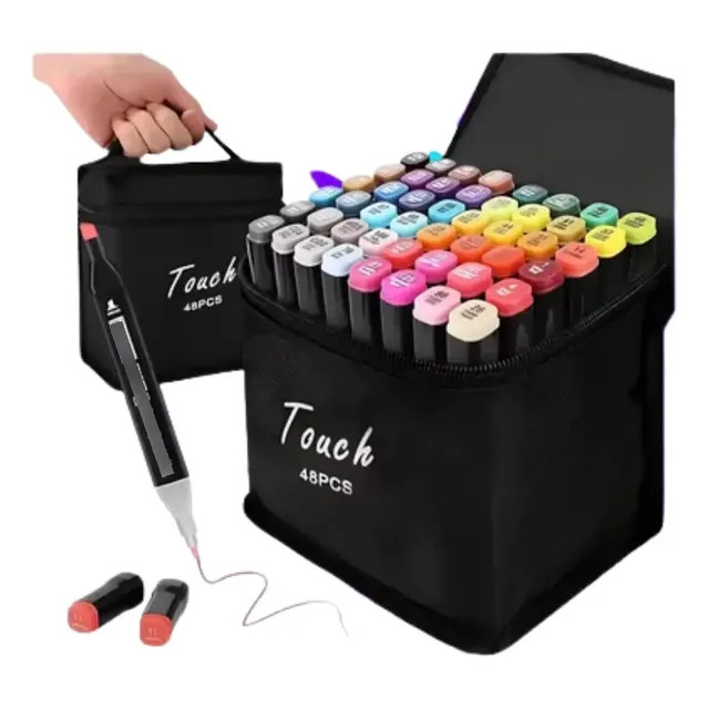 Kit Estojo Touch Canetas Ponta Dupla 48 Cores para Colorir