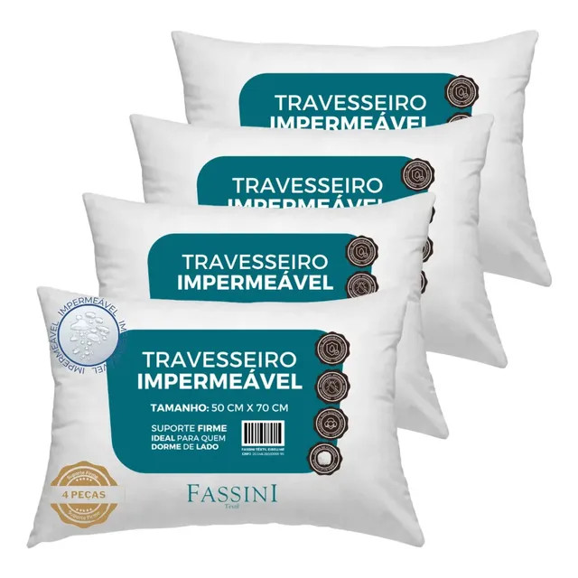 4 Travesseiros Antialérgico Impermeável 50x70 Super Macio Branco — Conforto e Proteção
