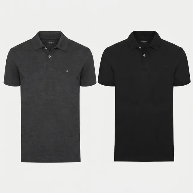 Kit Aramis 2 Polos Algodão Piquet Preto E Grafite Preto M