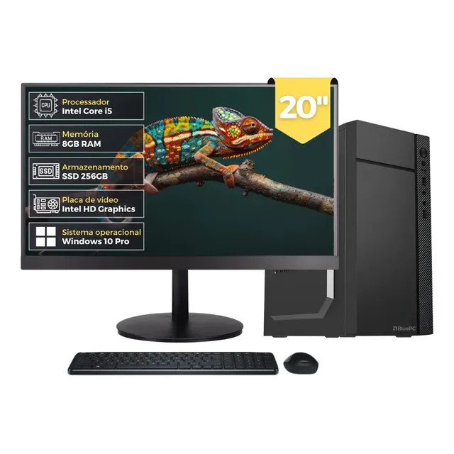 Computador Completo Flash BluePC DOE-0140FL — Intel Core i5 3470, SSD 256GB e monitor 20 polegadas