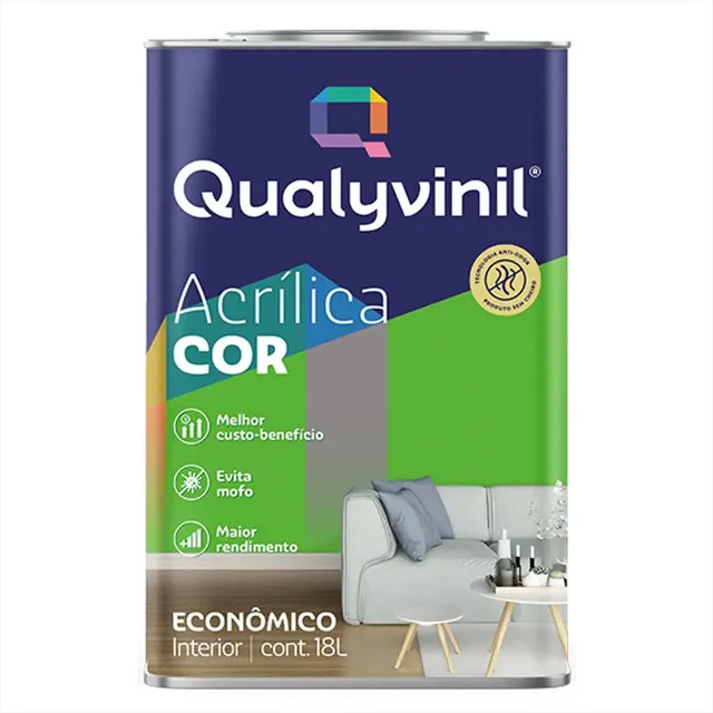 Tinta Qualyvinil Acrílico Mais Rendimento Econômica Parede - Acabamento Fosco Branco (Lata 18 Litros)