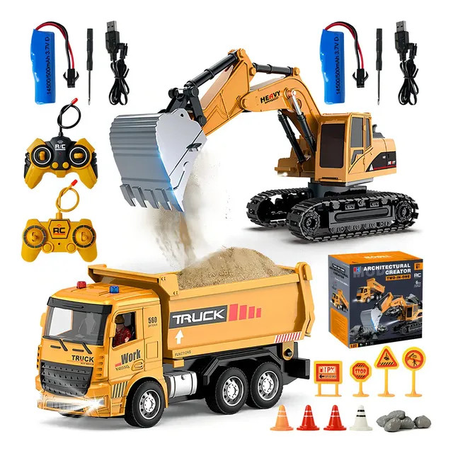 Carros De Escavadeira Controle Brinquedos Engenharia 2in1 Br Amarelo Trator - review