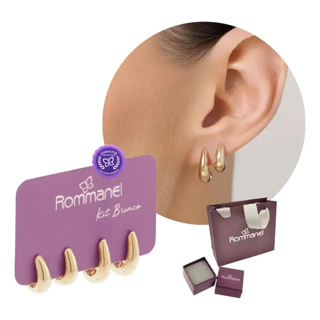 Kit Brinco Rommanel Abaulado Dourado Com Gotas - 527513: design clássico em conjunto