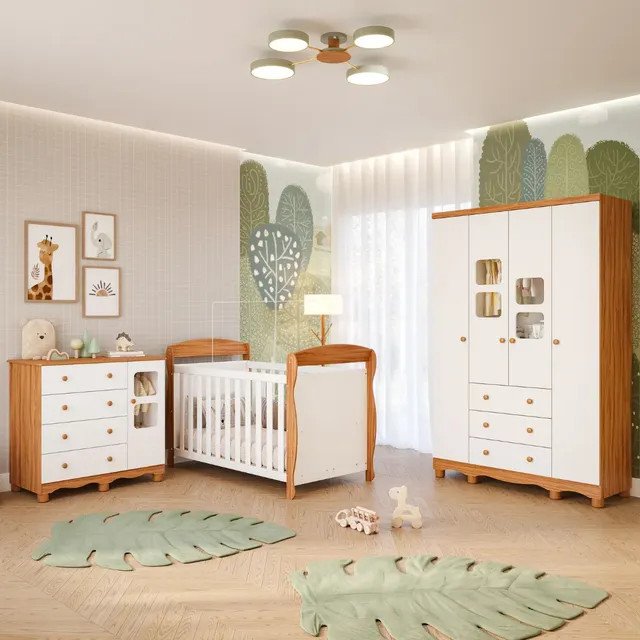 Quarto Bebê Berço Marquesa 3em1 Guarda Roupa 4pts Cômoda Uli
