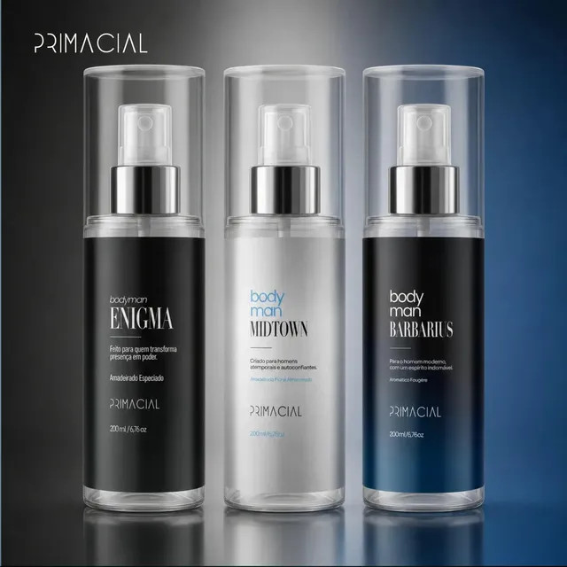 Kit Body Splash Masculino Barbarius + Enigma + Midtown 200ml — trio de fragrâncias