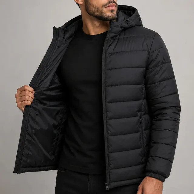 Jaqueta Puffer Bobojaco Corta Vento em Nylon — Preto (P)
