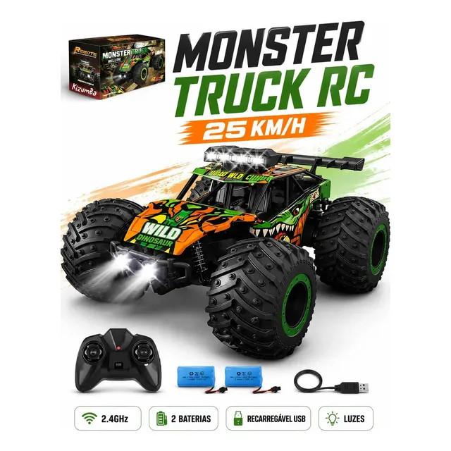 Carrinho Controle Remoto 2.4Ghz Off Road Monster Truck Kizumba - 25km/h