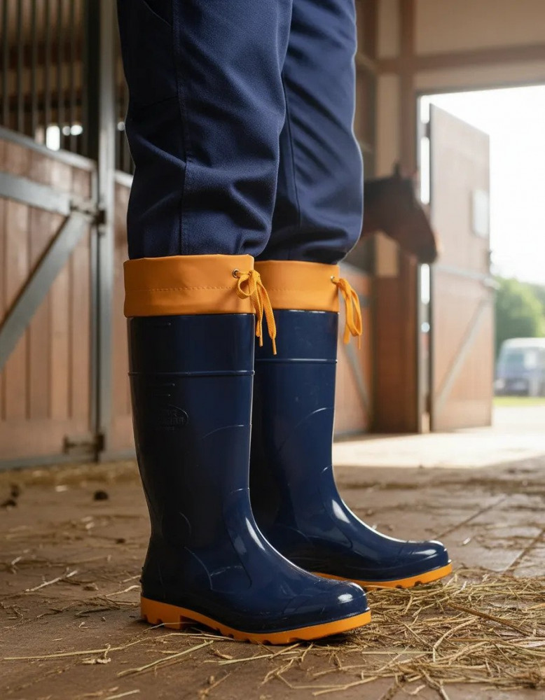 Bota Borracha PVC Impermeável Azul/amarela
