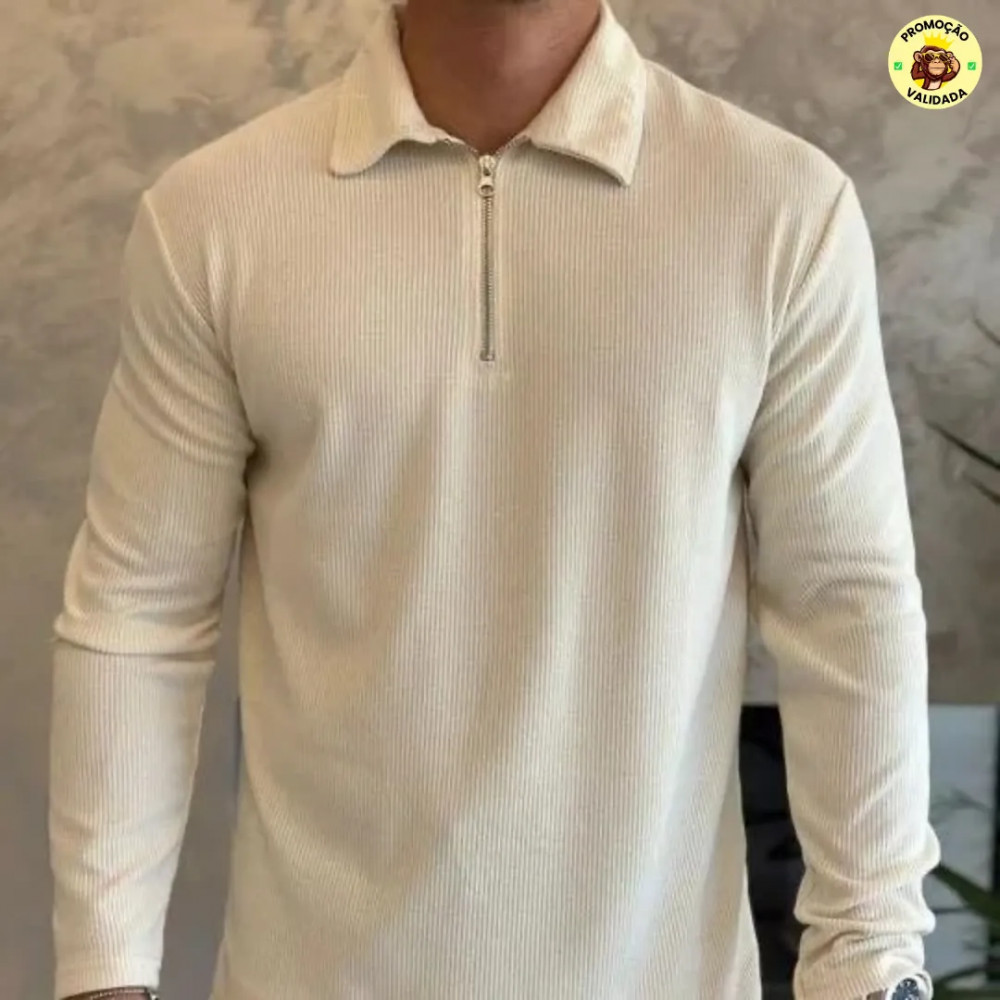 Kit com 2 Camisas Polo Manga Longa Blusa Ziper