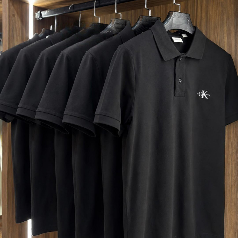 Polo Calvin Klein Jeans Piquet Regular Preta