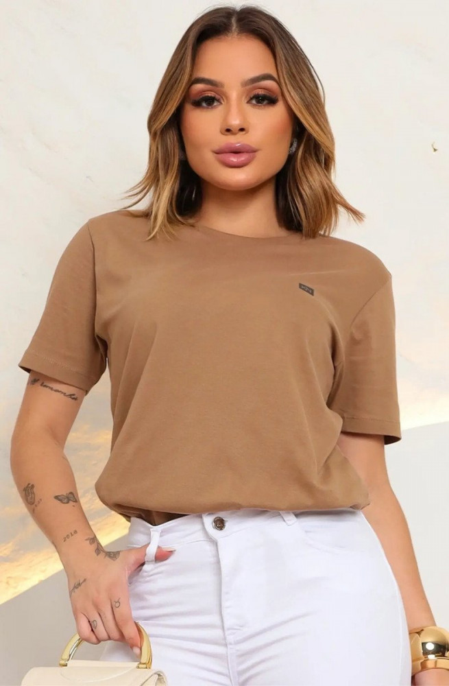 Camiseta Feminina Básica 100% Algodão Manga Curta