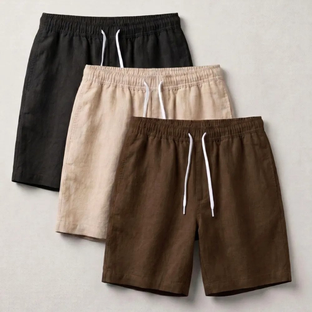 Kit 3 Short Linho Masculino Bermuda Verão Praia