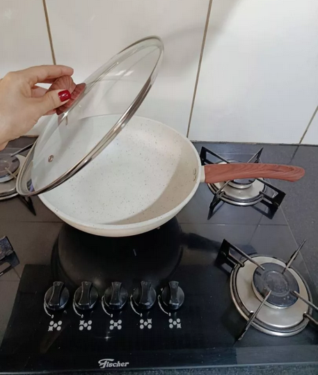 Frigideira Wok Antiaderente Cerâmica Tampa