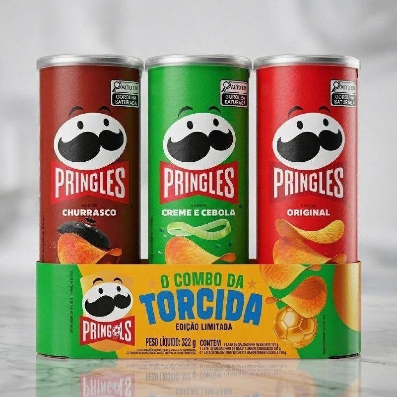 Salgadinho Pringles Tripack Festa do Futebol 322g