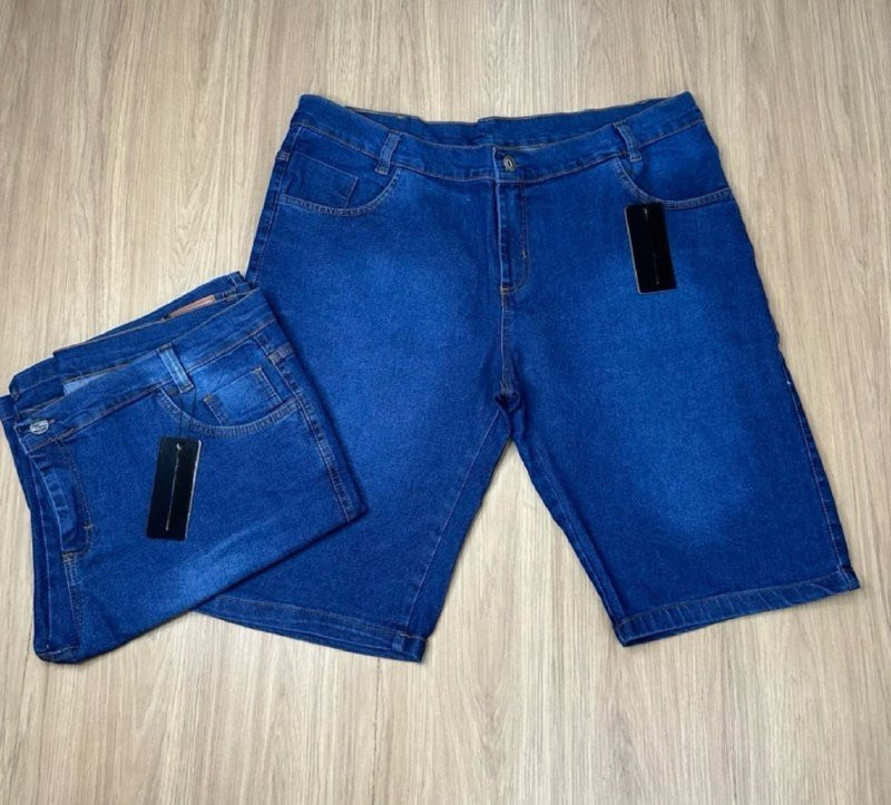 Kit 2 Bermudas Jeans Slim Fit