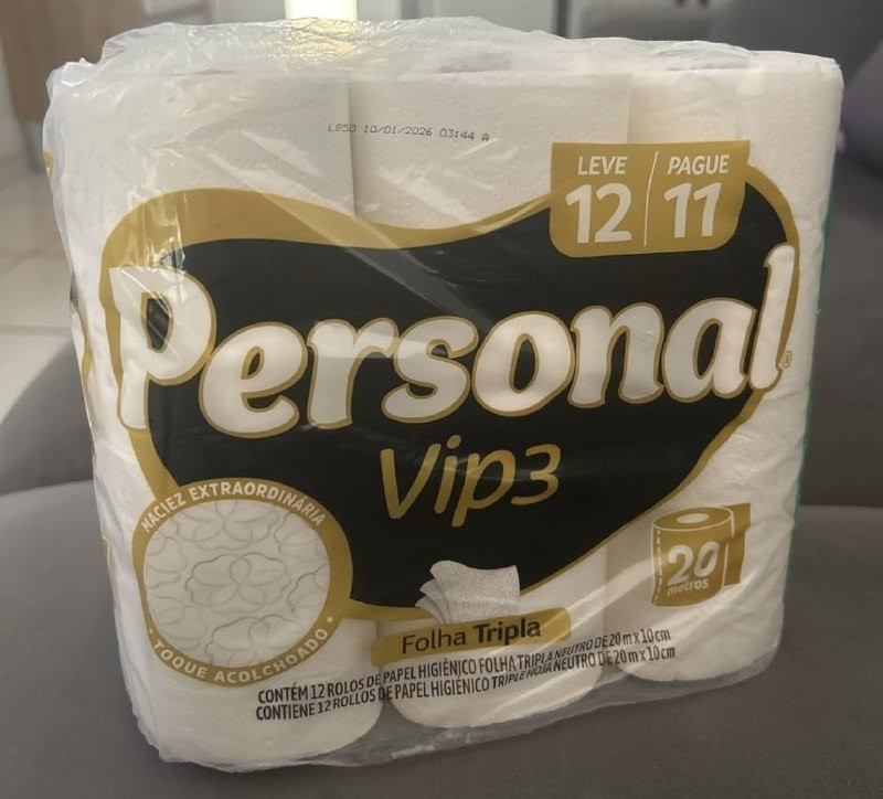 Papel Higiênico Vip Folha Tripla 12 Rolos de 20m