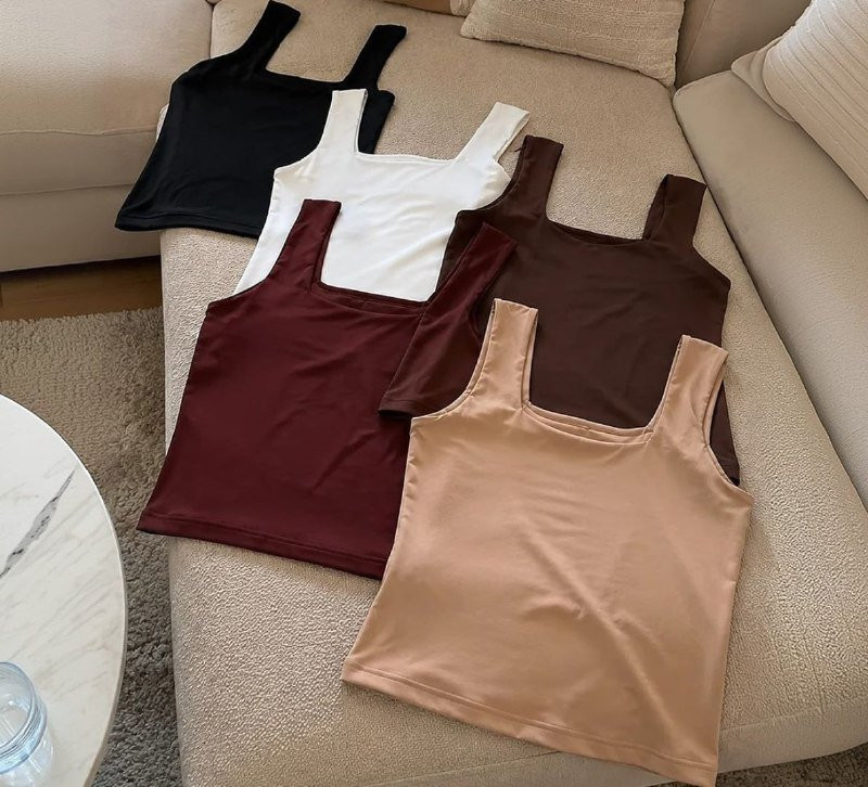Blusa Regata Decote Quadrado Alça Grossa