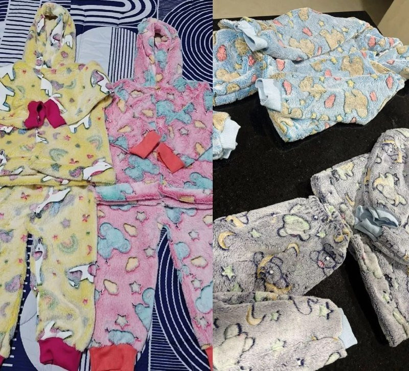 Kit 2 Conjunto Fleece Brilha No Escuro Infantil Inverno