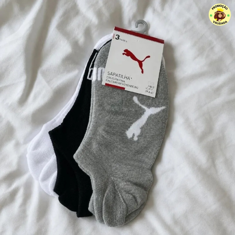 Kit com 9 Pares Meias Puma Sapatilha Invisivel