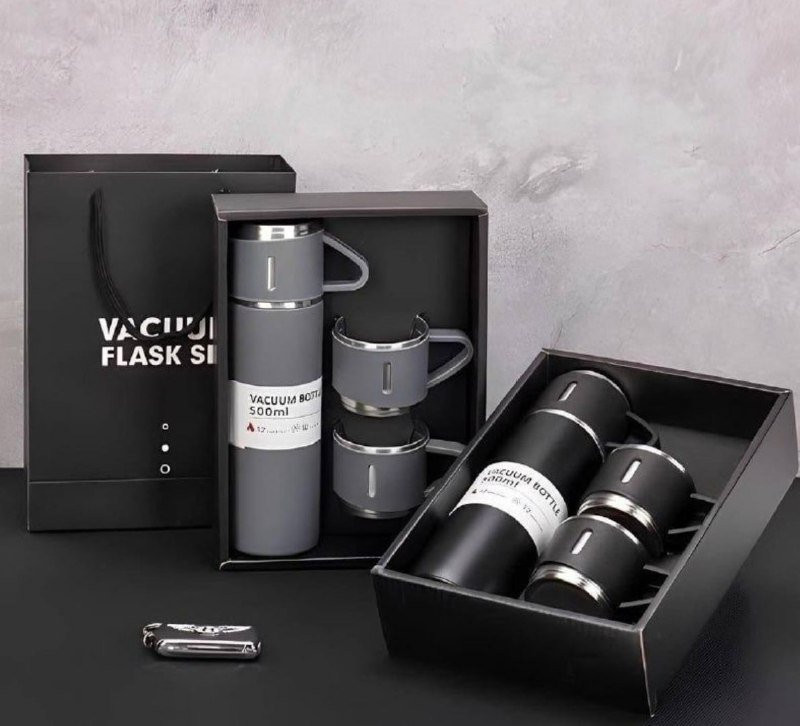 Garrafa Térmica Vacuum Bottle Inox + 3 Xíca