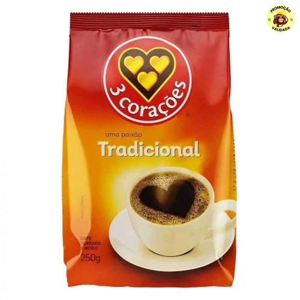 3 Corações Café Torrado E Moído Tradicional Pacote 250G
