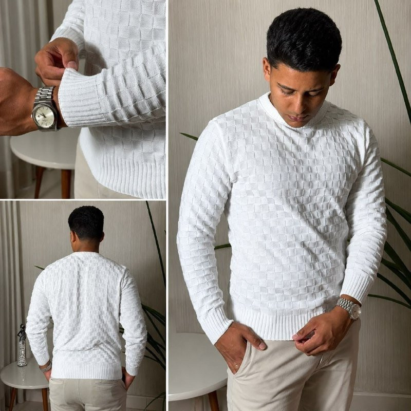 Suéter Lã Tricot Xadrez