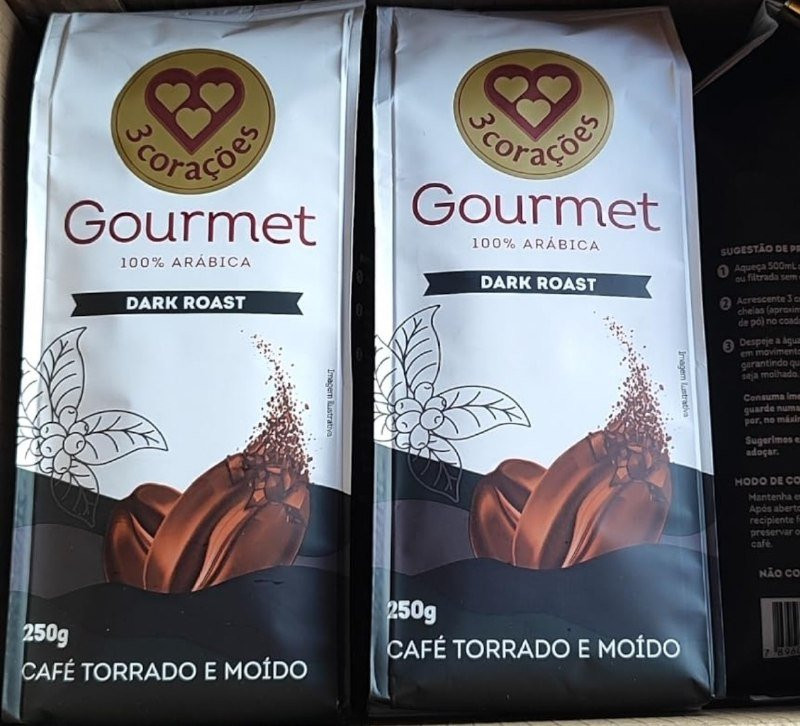 3 Corações Café Torrado e Moído Gourmet Dark Roast 250g