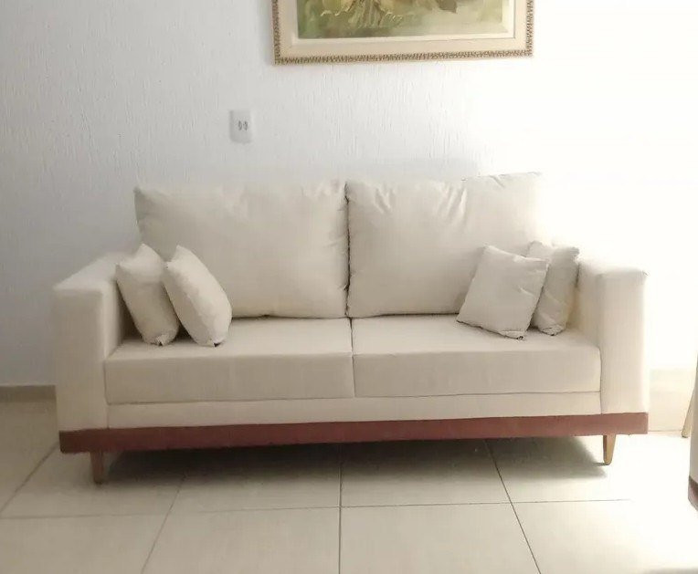 Sofá Living 3 Lugares Suede + Almofadas