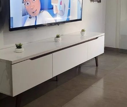 Rack para TV até 80 Polegadas Branco/Rustic