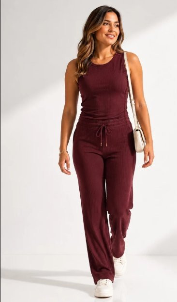 Kit Calça Wide Leg Pantalona + Regata Plus Feminino