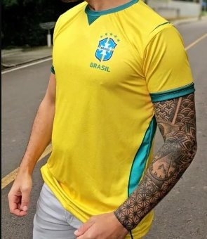 Camisa Brasileira 2026 Amarela Azul Personalizada
