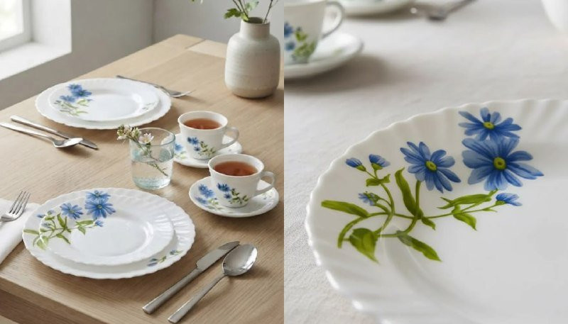 Aparelho De Jantar E Chá 20 Peças Vidro Opaline Branco