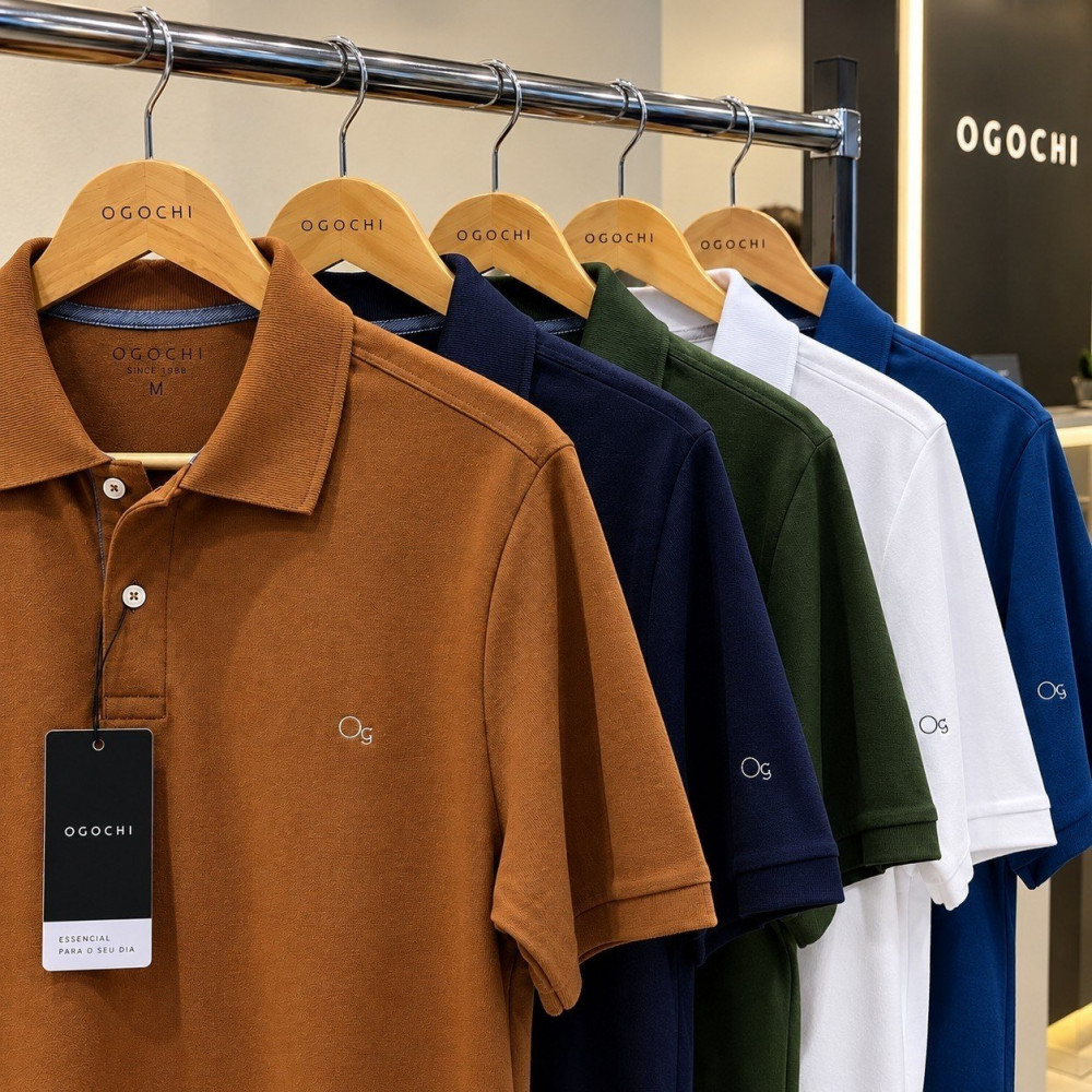 Camisa Gola Polo Slim Masculina Algodão Ogochi