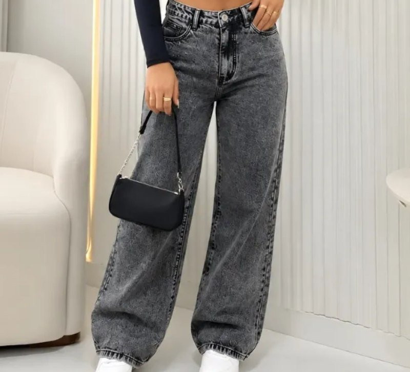 Calça Jeans Wide Leg Cintura Alta