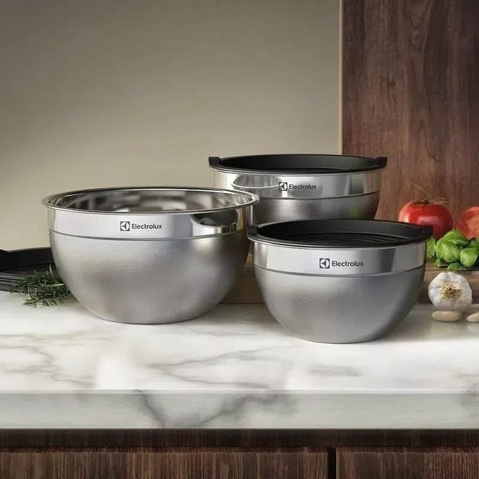 Electrolux Kit Bowls Inox com Tampa - 3 unidades