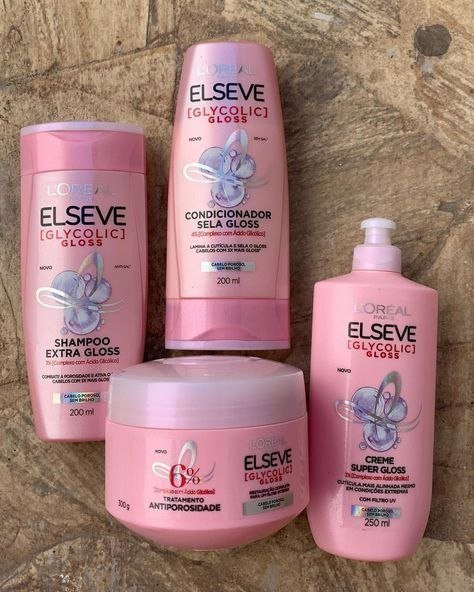 Elseve Glycolic Gloss Kit - Shampoo + Condicionador + Creme Super Gloss + Creme de Tratamento