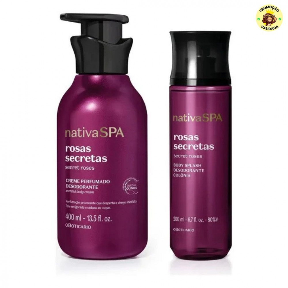 Combo Nativa Spa Rosas Secretas Body Splash 200ml + Creme Perfumado Corporal 400ml
