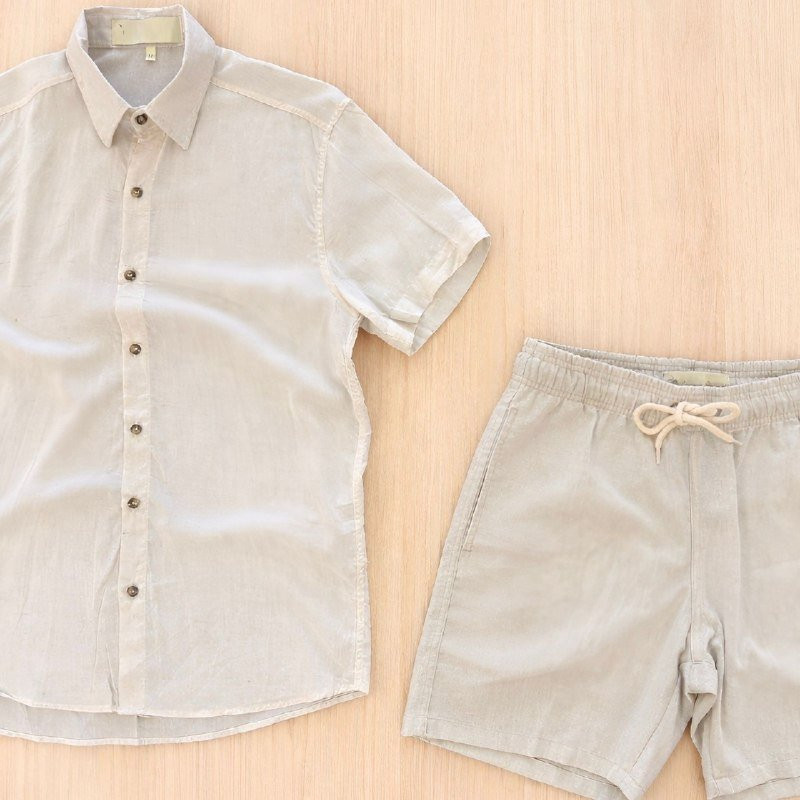 Conjunto Linho Social Camisa + Shorts com Bolso