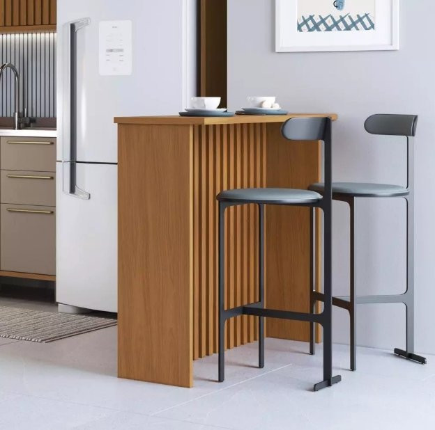 Bancada Ripada para Cozinha 128cm Freijó