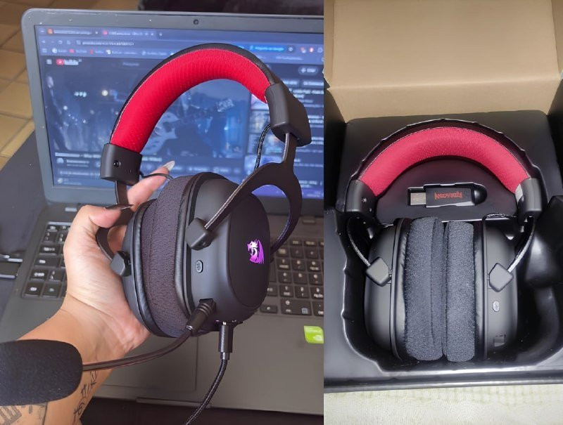 Headset Gamer Redragon Zeus Pro Preto Sem Fio 7.1