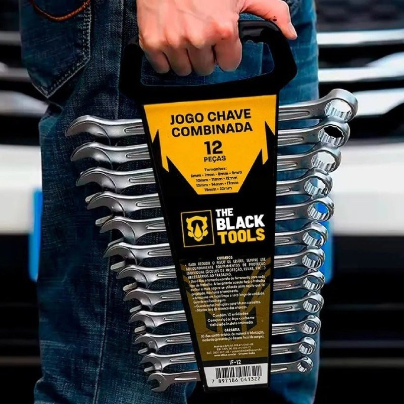 Jogo De Chave Boca E Estrela Combinada 12 Pçs Aço 6 22 Mm Cromada, The Black Tools
