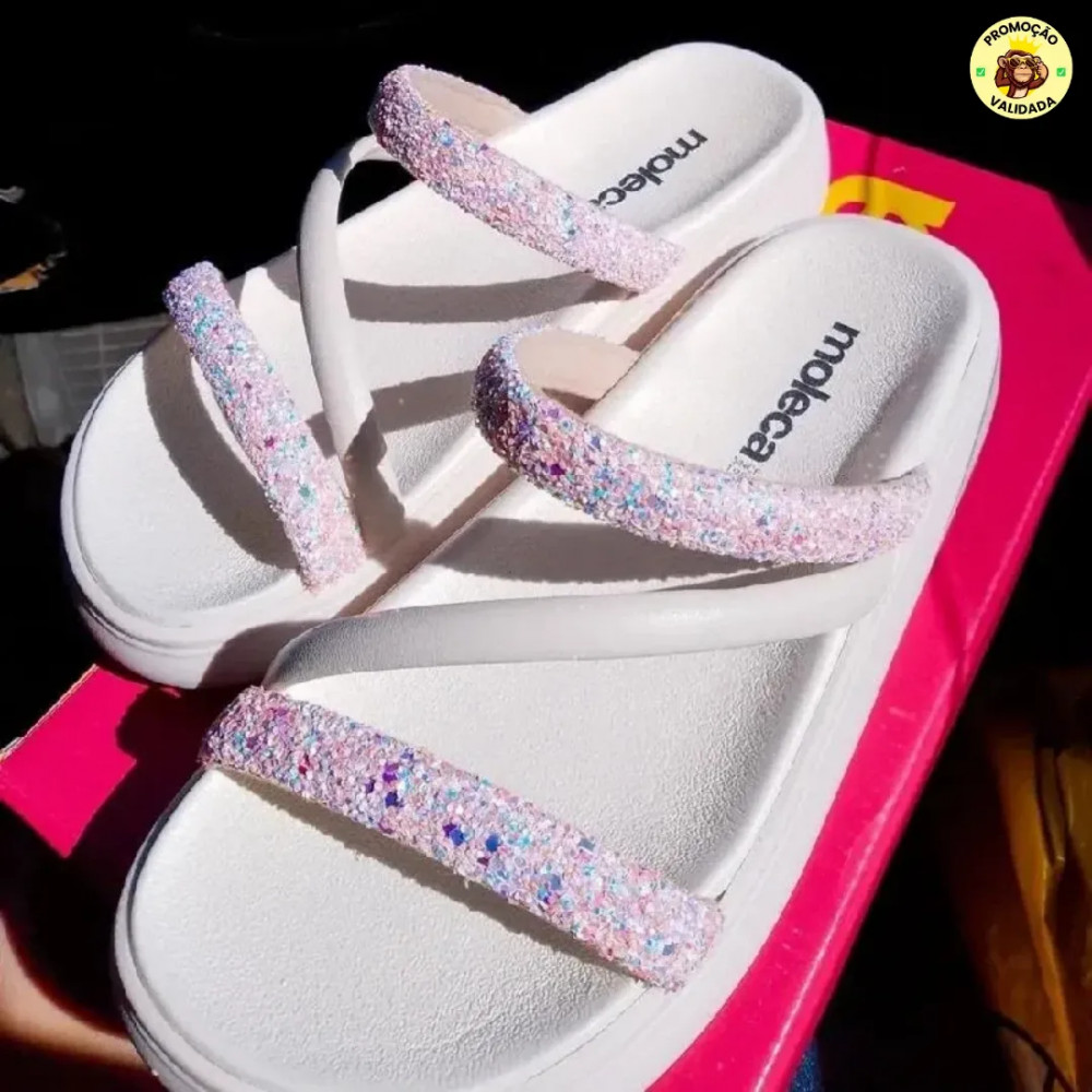 👡 PLATAFORMA NOVA PRAS MOLECASSandalia Feminina Brilho Strass 5 cores