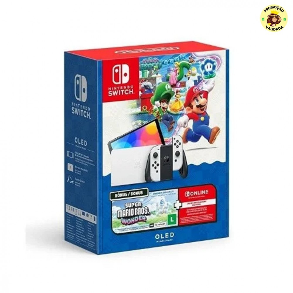 Bundle Nintendo Switch OLED + Super Mario Bros. Wonder + 3 Meses de Assinatura Nintendo Switch Online