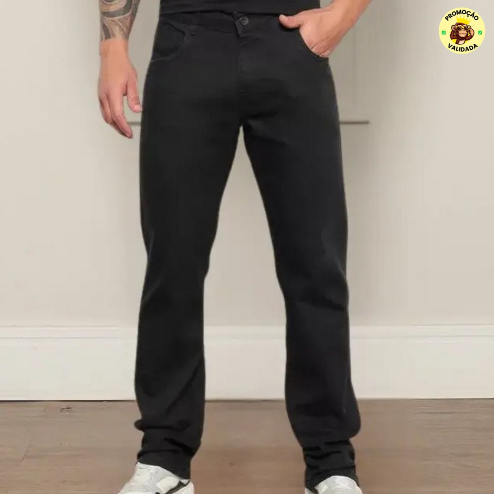 Calça Jeans Preta Masculina Tradicional Lycra