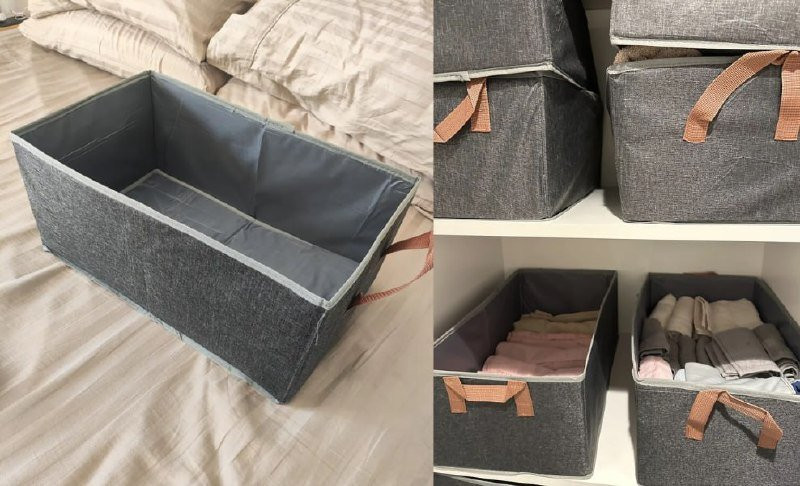 Kit 4 Caixas Organizadoras Dobráveis Cinza-escuro Tecido 47x28x20cm