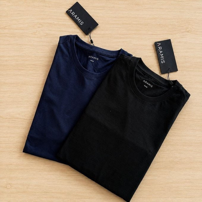 Kit 2 Camisetas Aramis Básicas Preto E Marinho